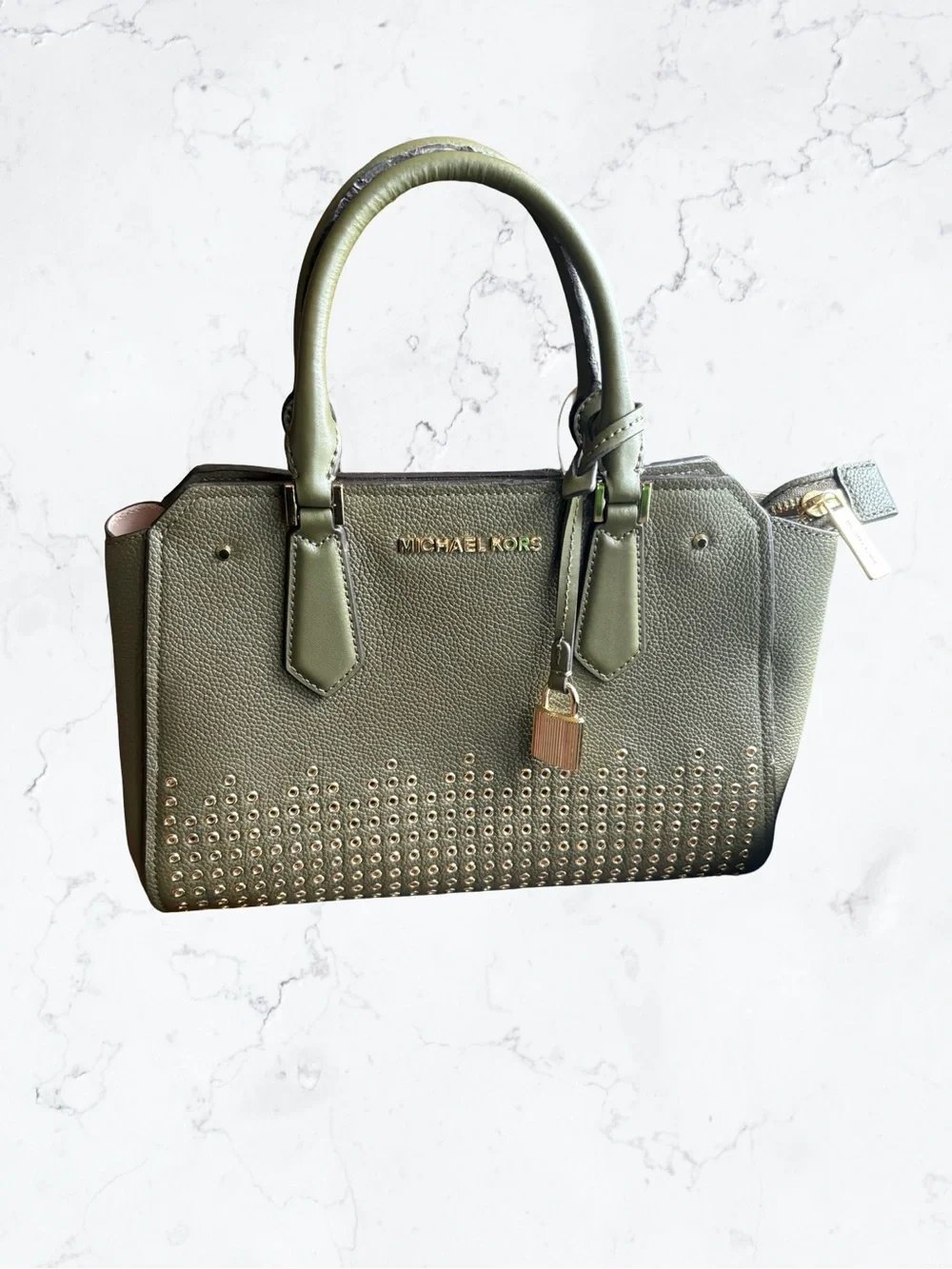 MICHAEL KORS HAYES Medium Leather Messenger Bag, Green